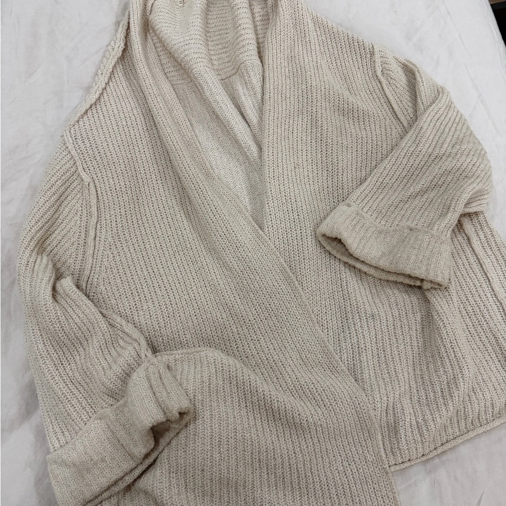 Free People Cream Ribbed Women's Cardigan